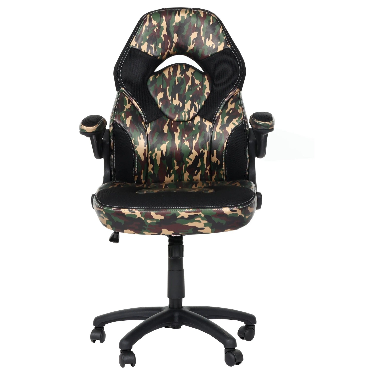 Proregal Bürostuhl HxBxT 116x62x57 cm Sitzhöhe 46cm Ergonomisch Verstellbare Armlehne Kunstleder Camouflage-Schwarz Dreh...