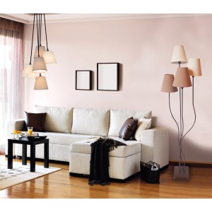 Beige-braune Näve Pendelleuchte Fango mit Textilschirm, passend zu Wohnambiente.