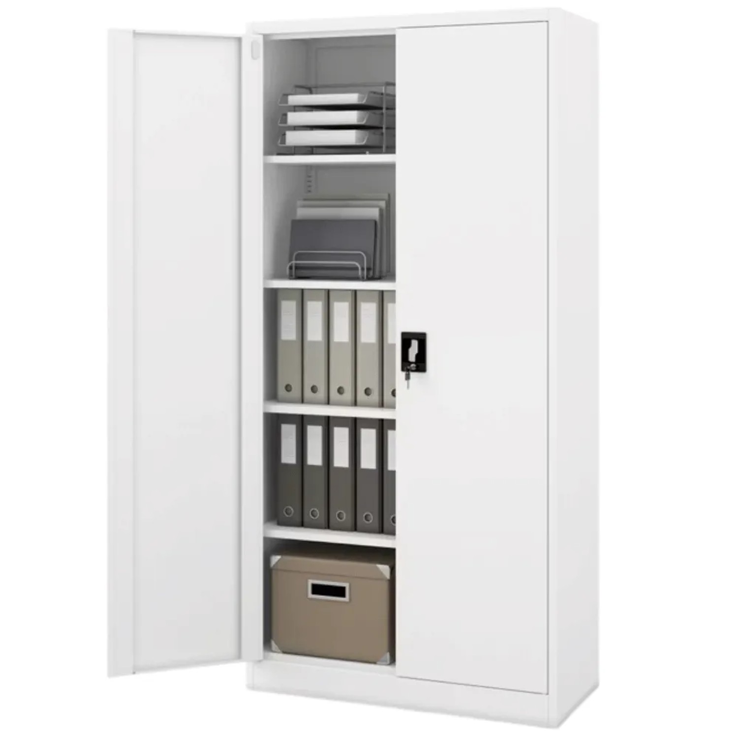 JAN NOWAK Aktenschrank Abschließbar JAN mit Flügeltüren 195 x 90 x 40 cm Weiß