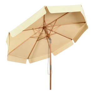 COSTWAY Sonnenschirm 300 cm Gartenschirm  Beidseitig um 30° Knickbar Beige