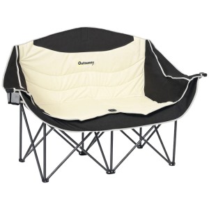 Outsunny Campingstuhl Metall Oxfordstoff Khaki 134L x 50B x 92H cm