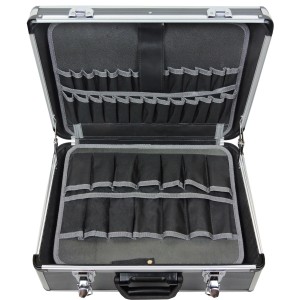 Offener Famex Werkzeugkoffer 440-L ohne Werkzeug mit vielen Einstecktaschen.