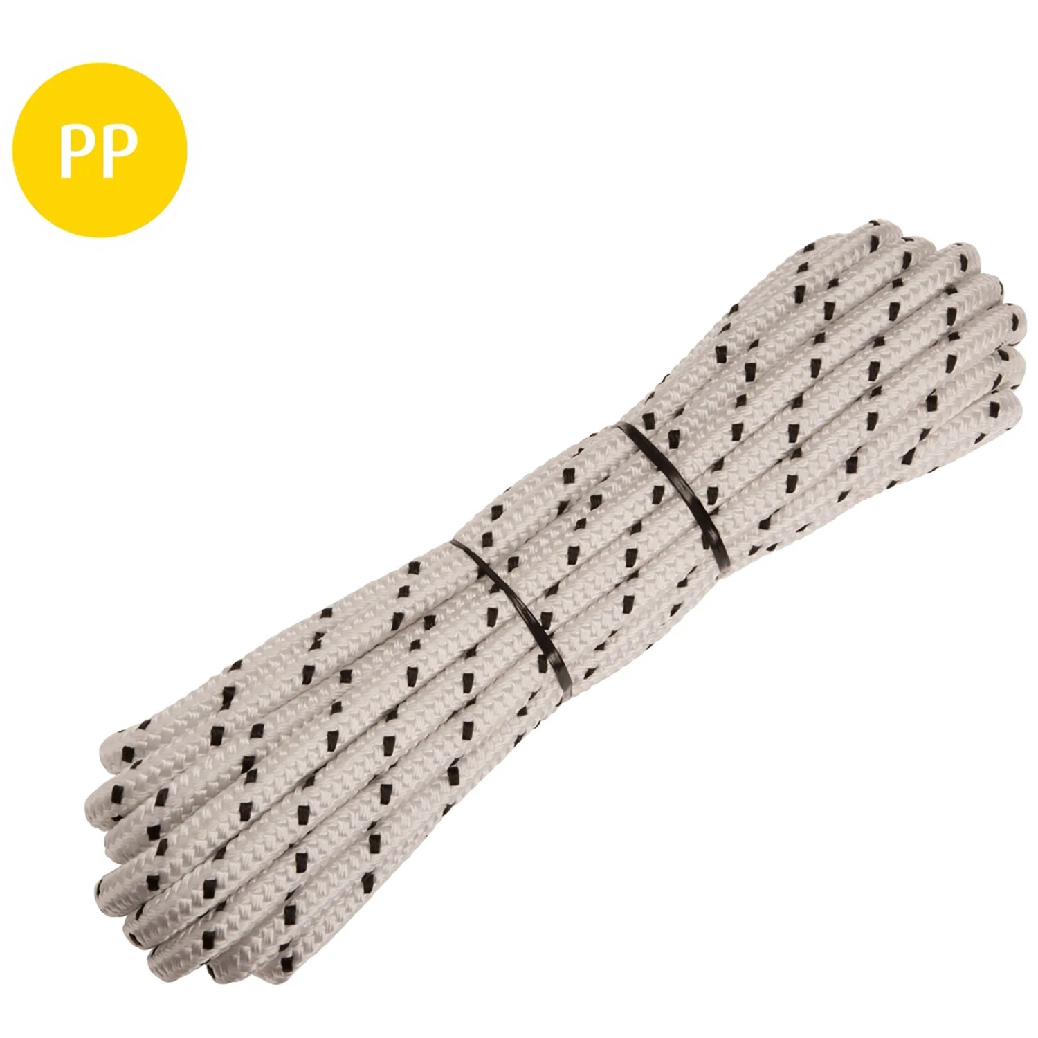 Conacord Seil Polypropylen Multifil Geflochten Ø 14 mm Länge 10 m Weiß-Schwarz