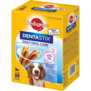 Pedigree Denta Medium, 28 Stück. Zahnpflegesnack für Hunde zur Reduzierung von Zahnstein.