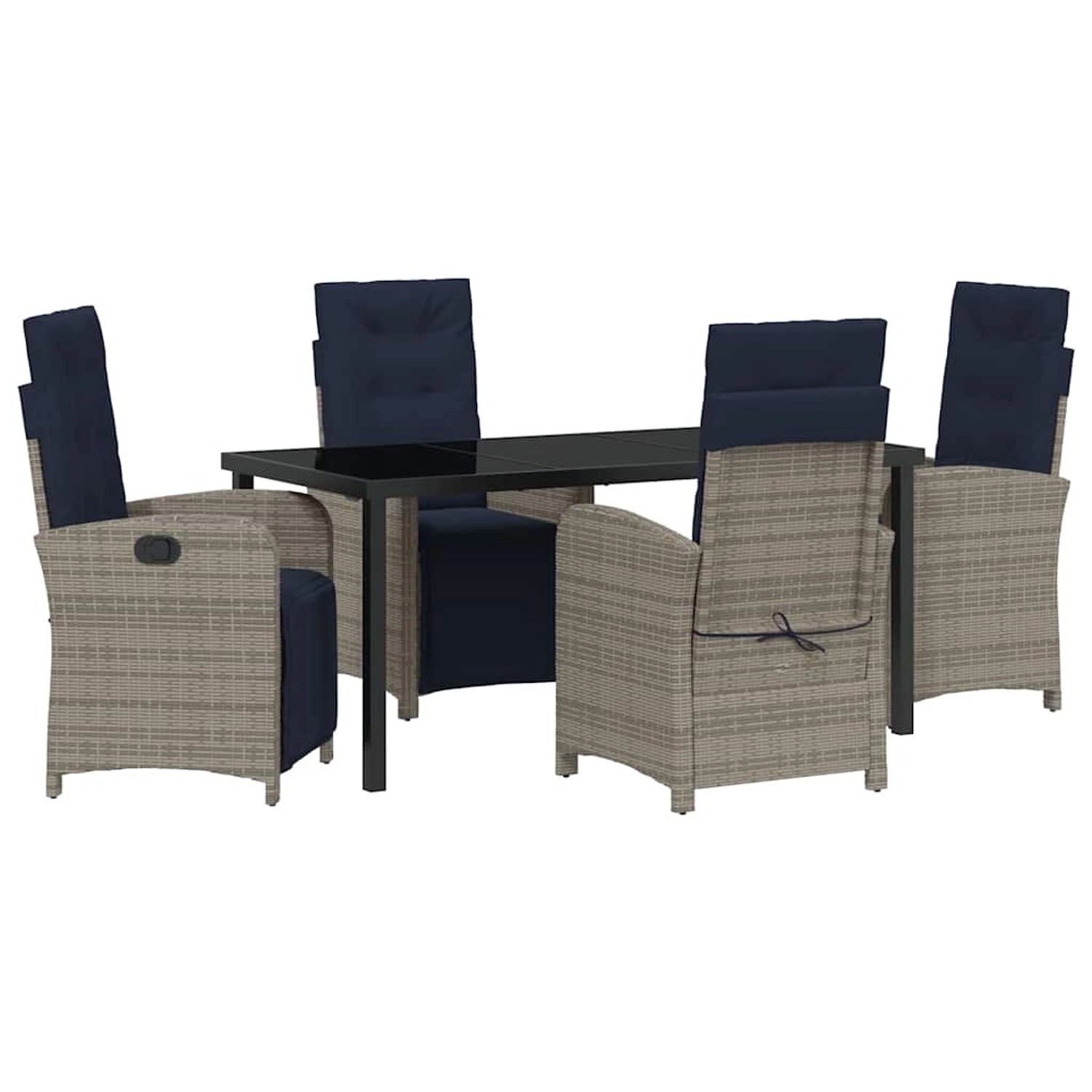 vidaXL 5-Teiliges Garten-Ess-Set in Grau aus Poly Rattan 3380361