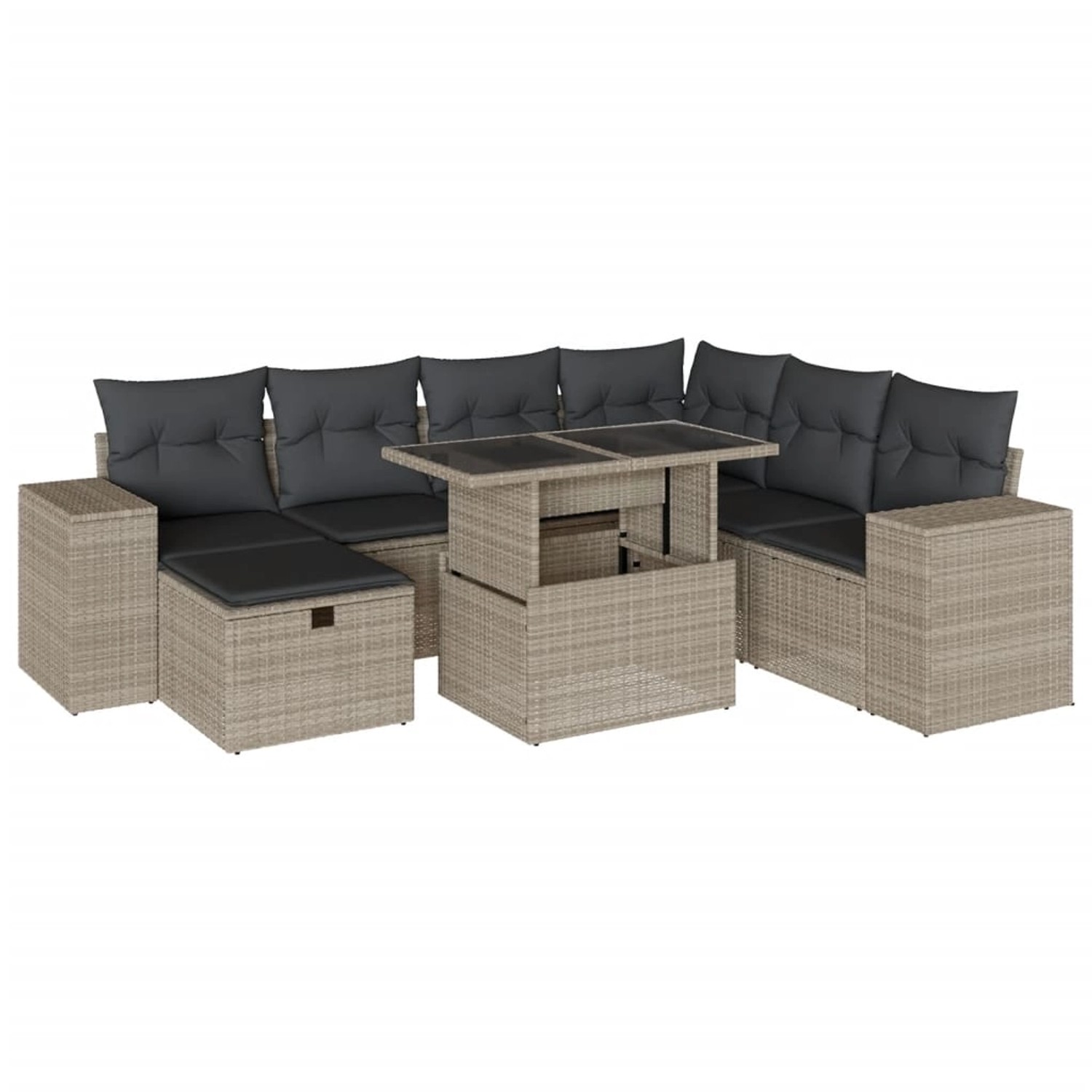 vidaXL 8-Tlg Garten-Sofagarnitur mit Kissen Hellgrau Poly Rattan 3275322 günstig online kaufen