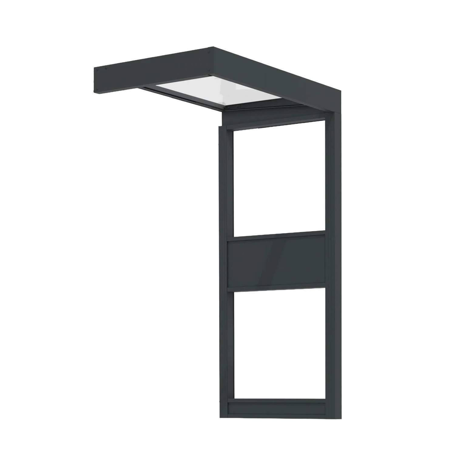 Palram Vordach Sophia 1600 mit Seitenwand Klar Alu 95 cm x 160 cm Anthrazit