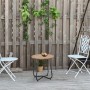 Outsunny Gartentisch mit Lattenrost Design, runder Tisch mit Stahlgestell und verstellbaren Füßen.