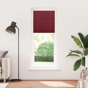 Bordeauxrotes Plissee 70x200 cm aus Polyester im Fenster, bietet Sicht- und Sonnenschutz für moderne Räume.