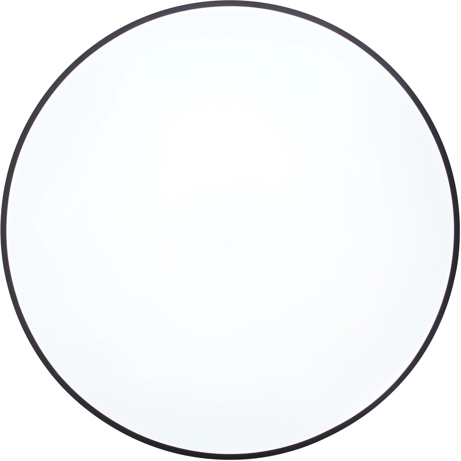 Weiße LED-Deckenleuchte Slimline, Ø 78 cm, mit schwarzem Rand. Dimmbar und mit Fernbedienung.