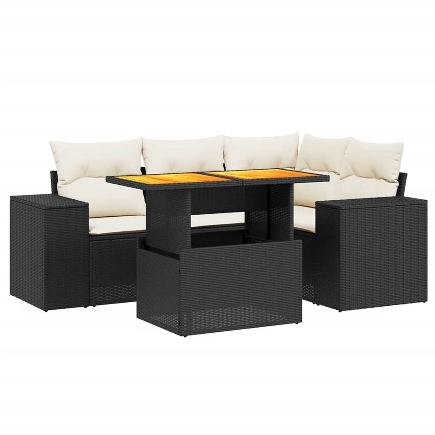 vidaXL 5-Tlg Garten-Sofagarnitur mit Kissen Schwarz Poly Rattan 3272617 günstig online kaufen
