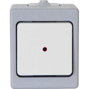 Kopp Kontrollschalter Aufputz/Feuchtraum, grau, mit Glimmlampe.