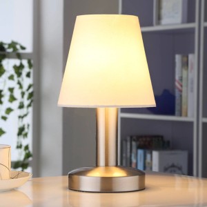 Lindby Tischlampe Hanno 9620810 Modern in Weiß aus Textil 1-flammig E14 Schlafzimmerleuchte