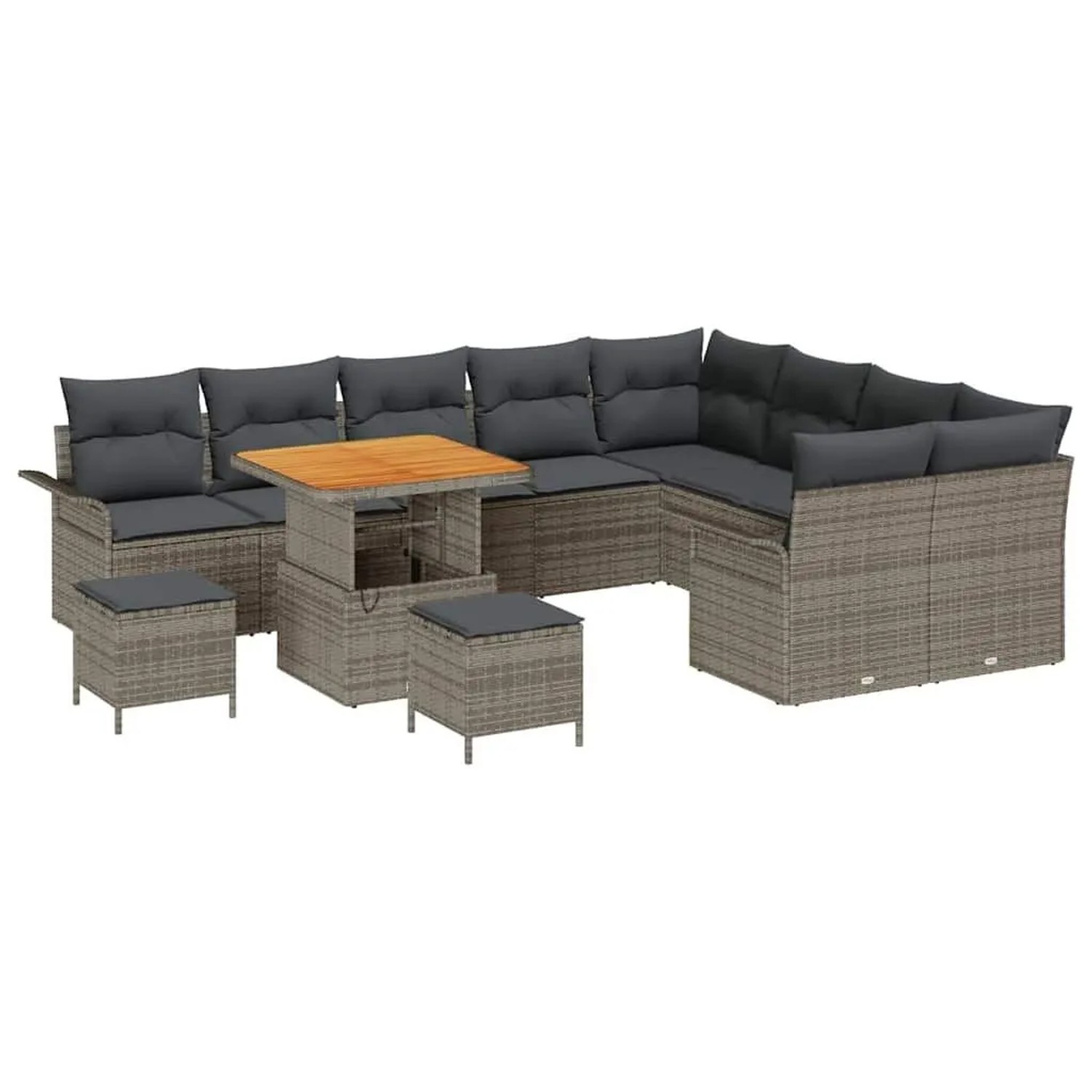 Thumbnail - vidaXL Garten-Sofa-Set mit Kissen mit Speicher 12-Tlg Grau 3364123