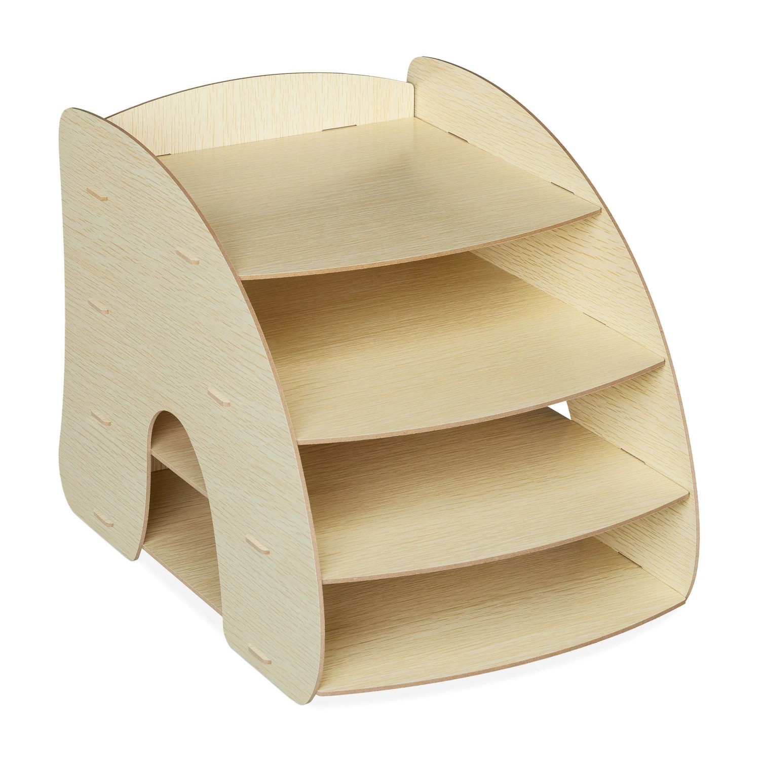 Relaxdays Dokumentenablage MDF Hellbraun 4 Fächer 27 cm x 25,5 cm x 34,5 cm 1,2 kg