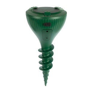 Windhager Solar-Wühlmausgerät Mole Stop Plus: Grünes Gerät mit Solarpanel und Erdspieß zur Wühlmausabwehr.