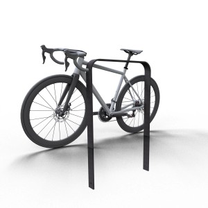 Eisengrauer Schake Fahrradbügel aus Flachstahl, gebogen, 1200x750mm, mit angelehntem Fahrrad.