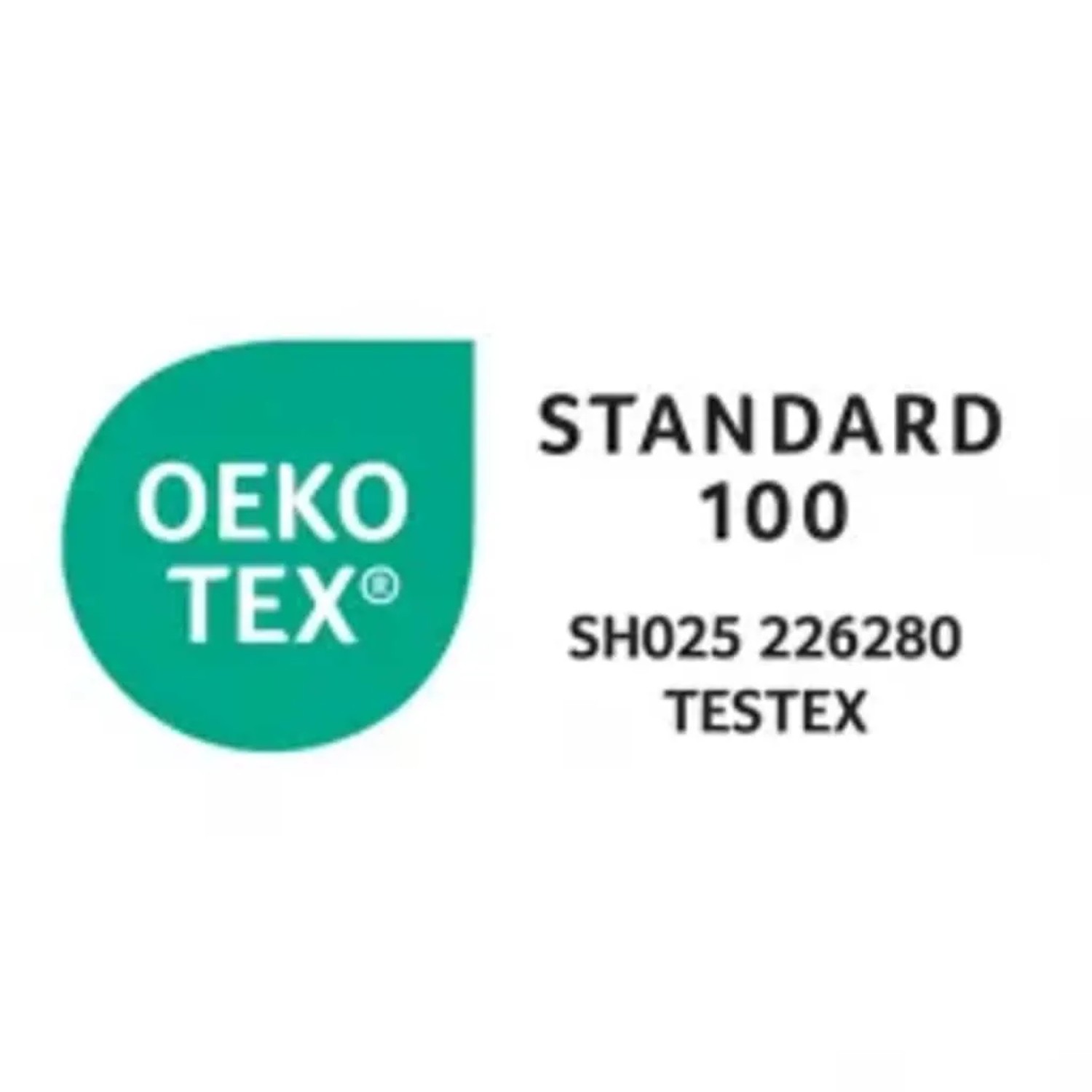 OEKO-TEX® STANDARD 100 Zertifikat für die anthrazitfarbenen Verdunkelungsvorhänge aus Polyester.