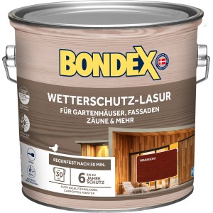 Dose Bondex Wetterschutz-Lasur Mahagoni, 2,5 l, für Holzoberflächen im Außenbereich.
