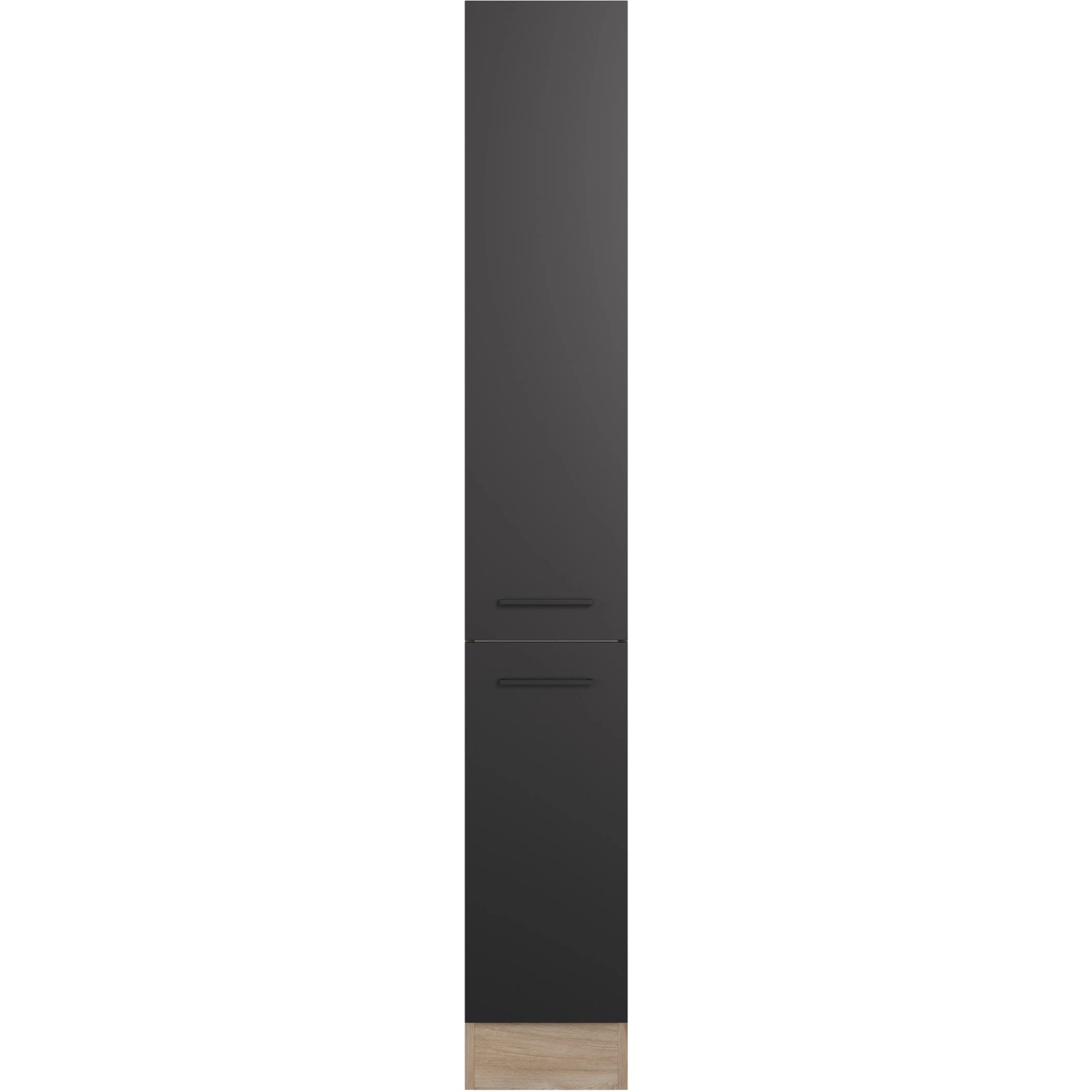 Flex-Well Apotheker-Hochschrank Capri, 30 cm, Schwarz Matt/Eiche, mit Auszügen und Ablagen.