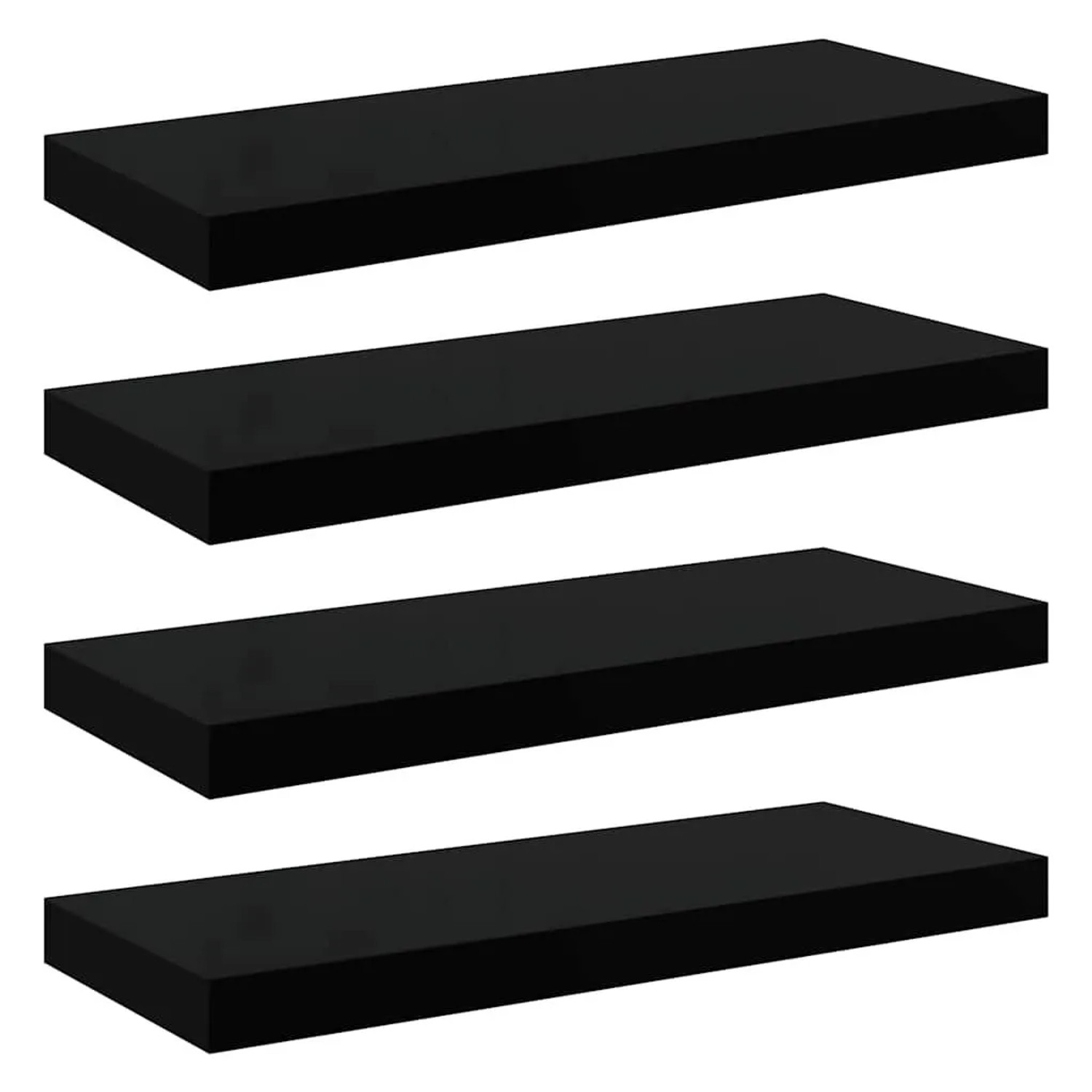 vidaXL Schweberegale 4 Stk Hochglanz-Schwarz 60x23,5x3,8 cm MDF 323771