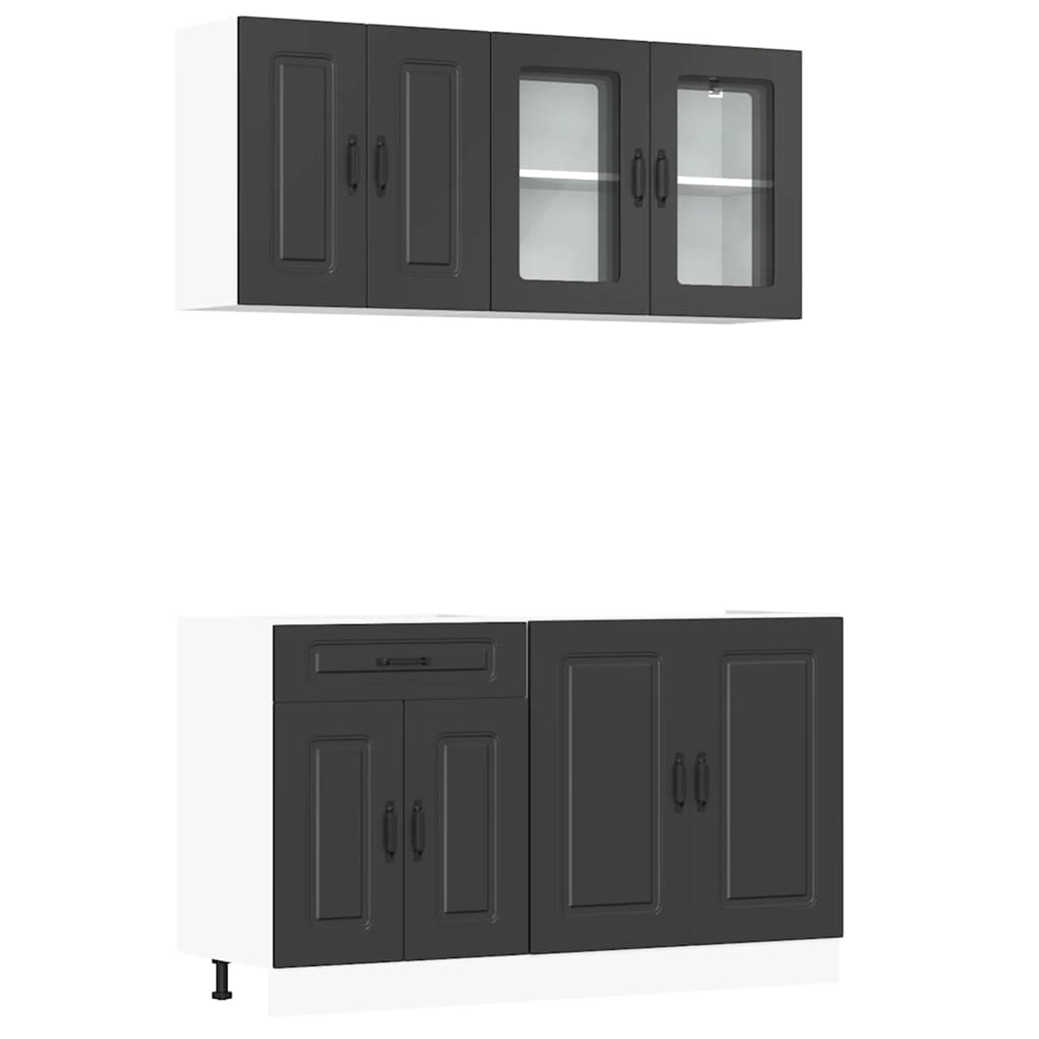 vidaXL 4-Tlg Küchenschrank-Set Kalmar Schwarz Holzwerkstoff 3314852 günstig online kaufen