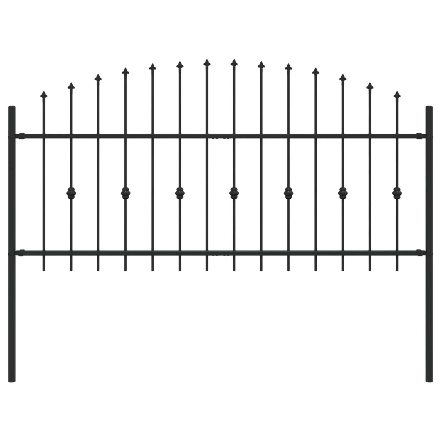 vidaXL Spießzaun Schwarz 200 x 130 cm Pulverbeschichteter Stahl 42030086