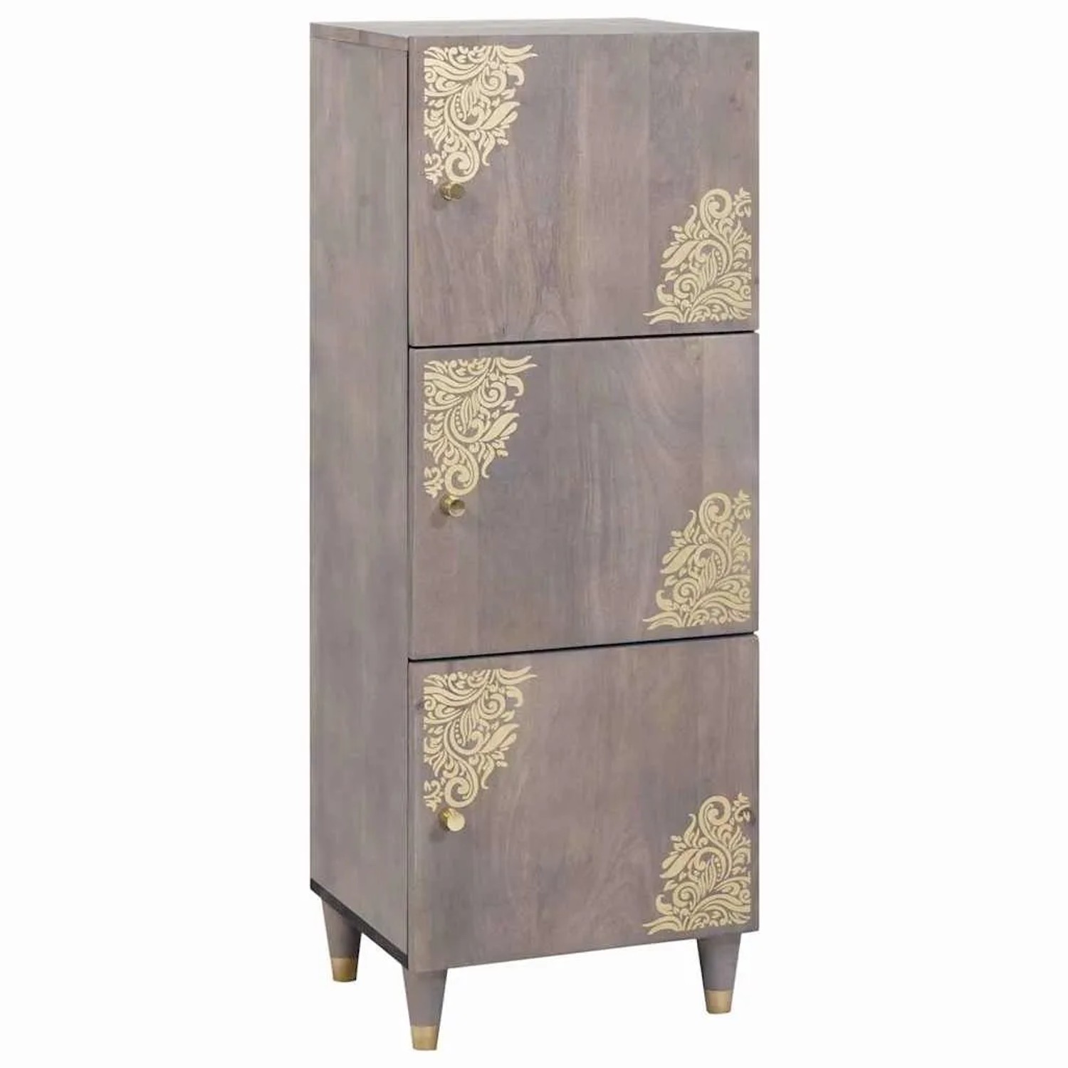 vidaXL Highboard Grau und Gold 40 x 33 x 110 cm Massivholz Mango 4018801