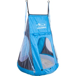 Hudora Zelt für Nestschaukeln, 90 cm Durchmesser, blau-grau, mit Fenster und Eingang.