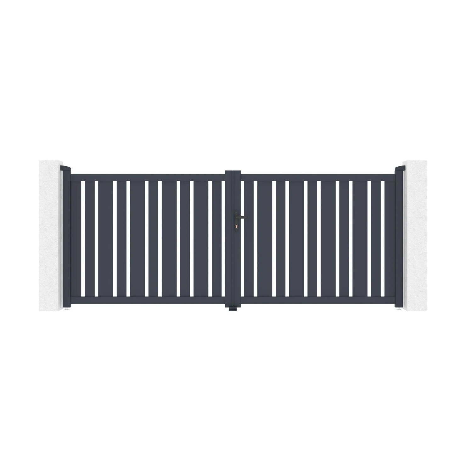 Casanoov Verstellbares Flügeltor Breite Veymont 350x140cm Grau Aluminium
