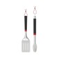 Weber Grillbesteck-Set, 2-teilig: Wender und Zange aus Edelstahl mit schwarzen Griffen.