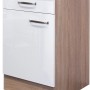 Flex-Well Unterschrank Valero, 50 cm, Hochglanz Weiß/Sonoma Eiche, mit Schublade und Tür.