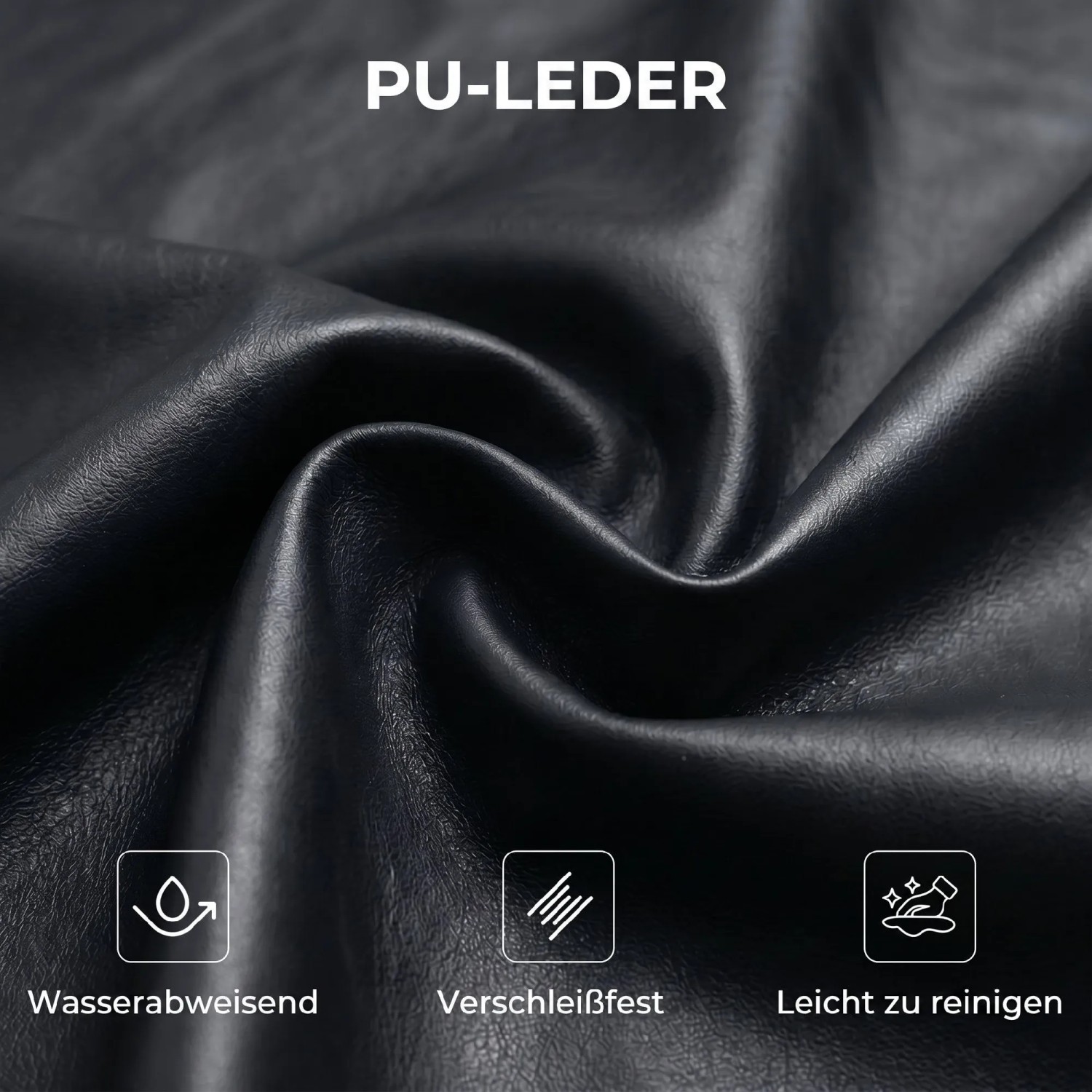 Schwarzes PU-Leder des HOMCOM Sessels, wasserabweisend, verschleißfest und leicht zu reinigen. Ideal für Sofas.