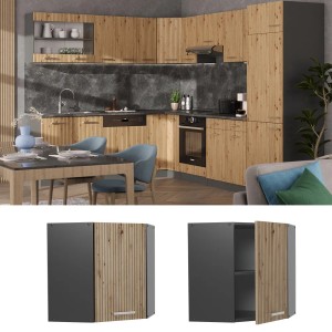 Vicco Eckhängeschrank R-Line, Artisan Eiche/Anthrazit, 57 cm, Küchen-Eckschrank für optimale Raumnutzung.