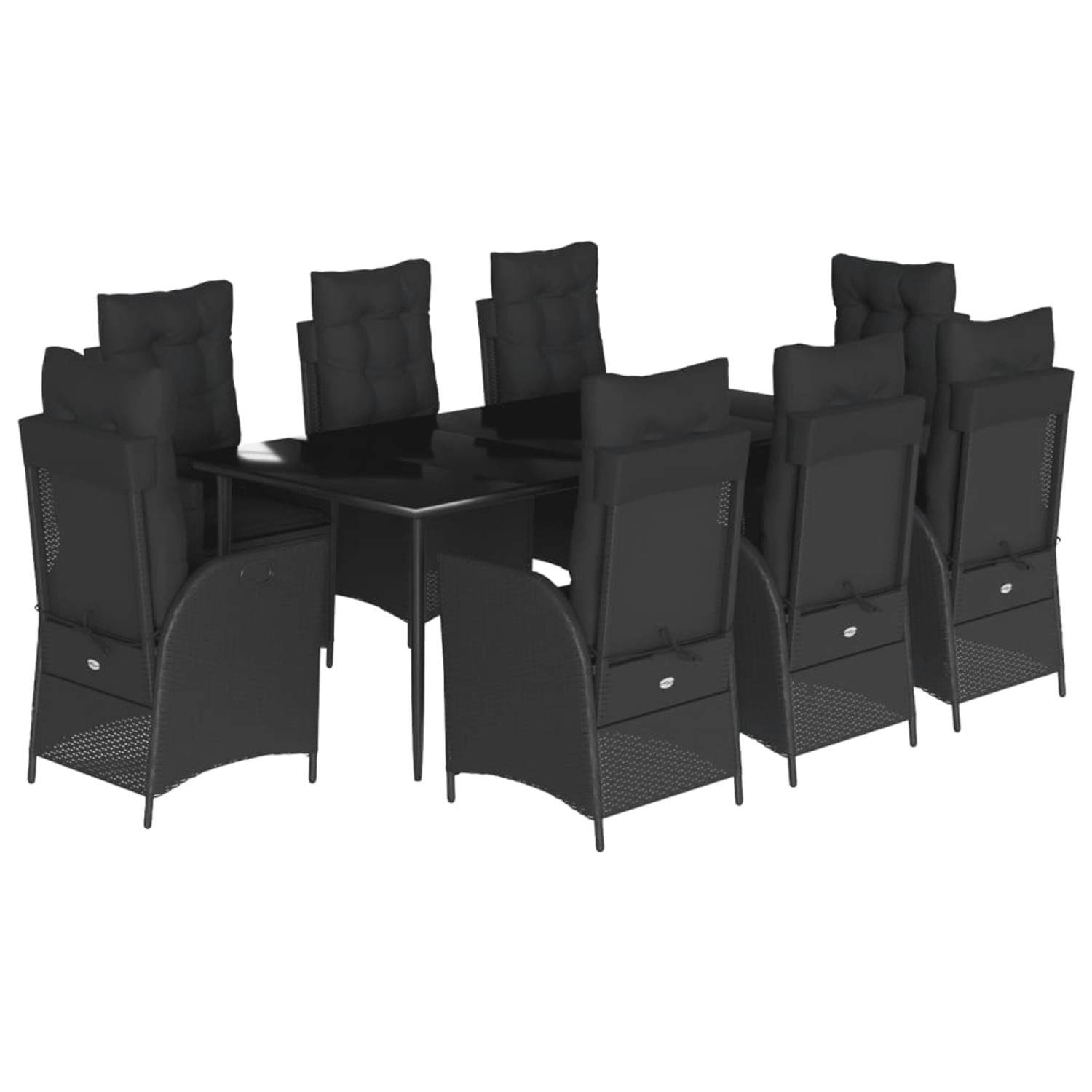 vidaXL 9-Tlg Garten-Essgruppe mit Kissen Schwarz Poly Rattan 3213183 günstig online kaufen
