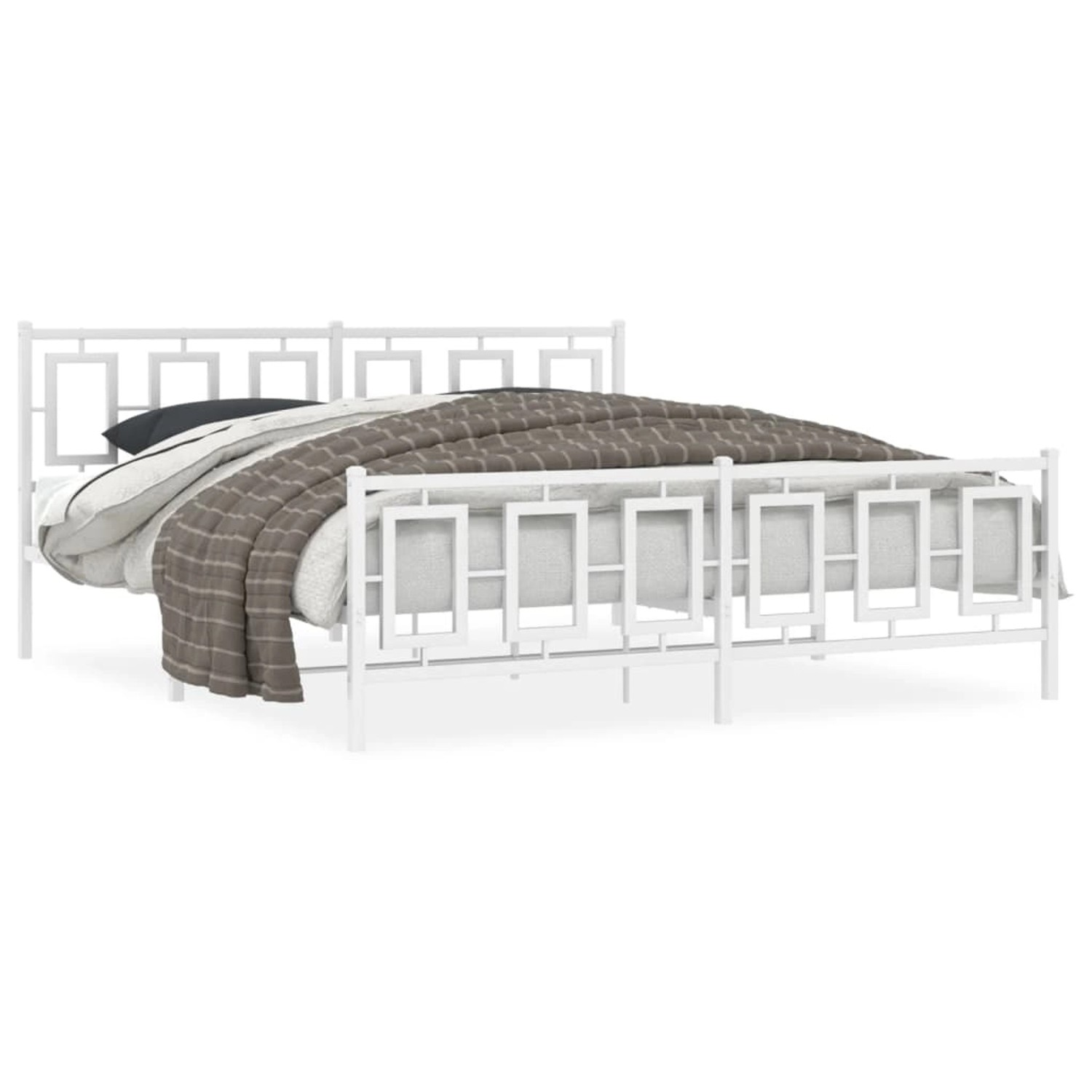 vidaXL Bettgestell mit Kopf- und Fußteil Metall Weiß 183x213 cm 374313 günstig online kaufen