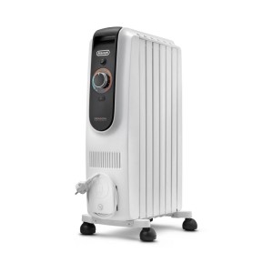 De'Longhi Dragon 5 TRD50615 Radiator, weiß, mit 6 Heizlamellen und Thermostat.