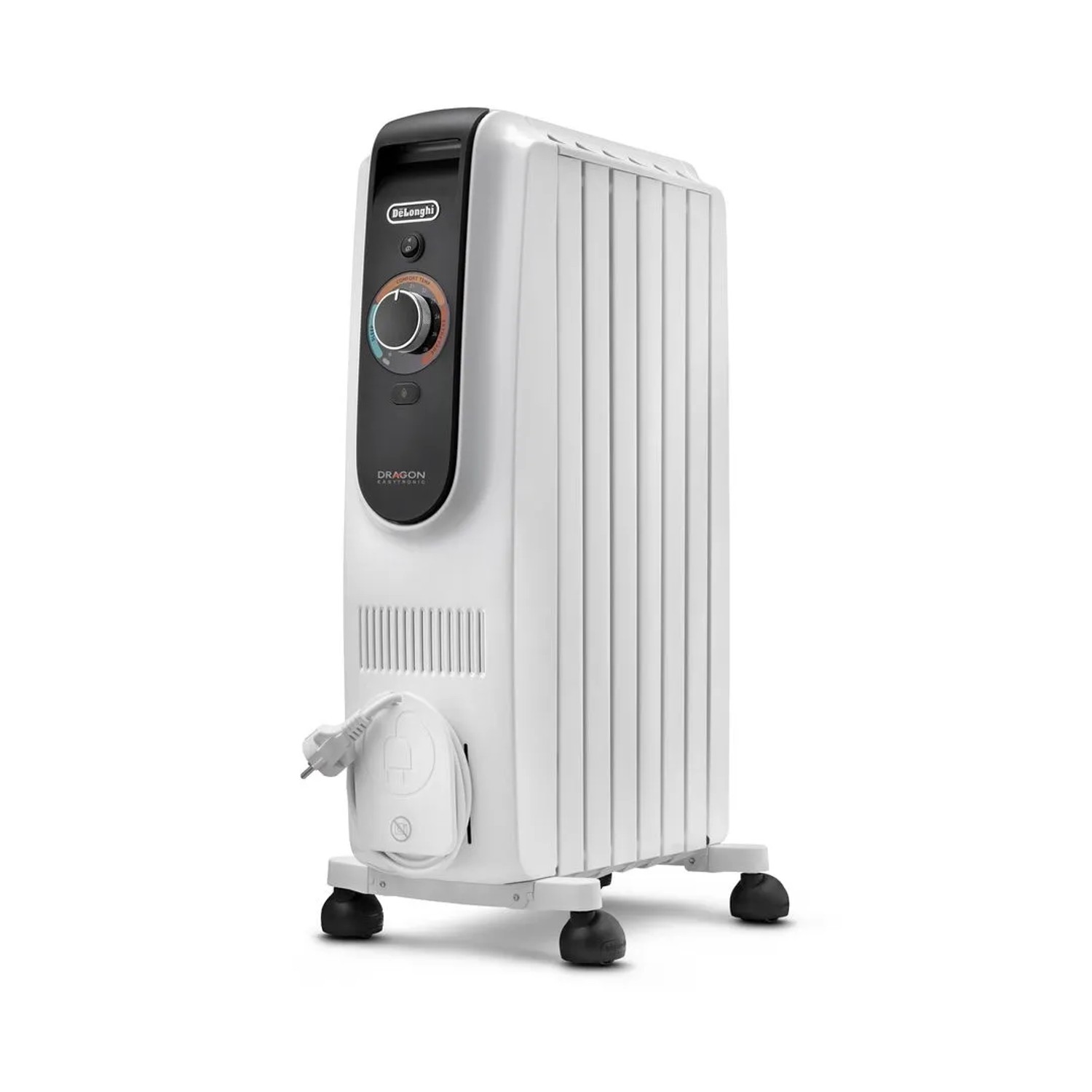 De'Longhi Dragon 5 TRD50615 Radiator, weiß, mit 6 Heizlamellen und Thermostat.