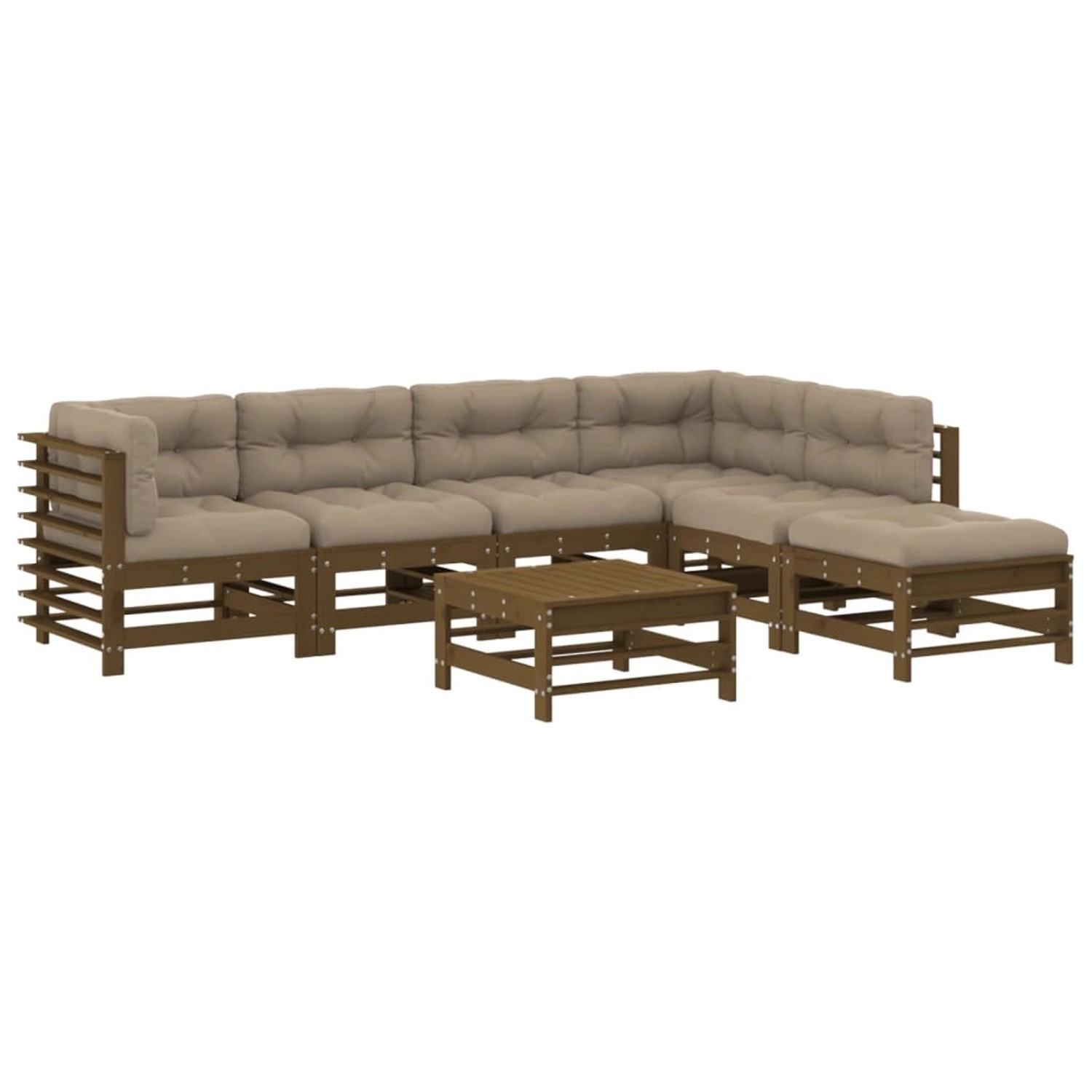 vidaXL 7-tlg Garten-Lounge-Set mit Kissen Honigbraun Kiefernholz Modell 27 günstig online kaufen