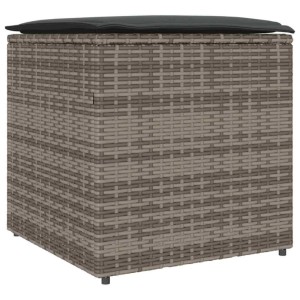 vidaXL Kissenbox mit Speicher Grau 50 x 50 x 50 cm Poly-Rattan 365410