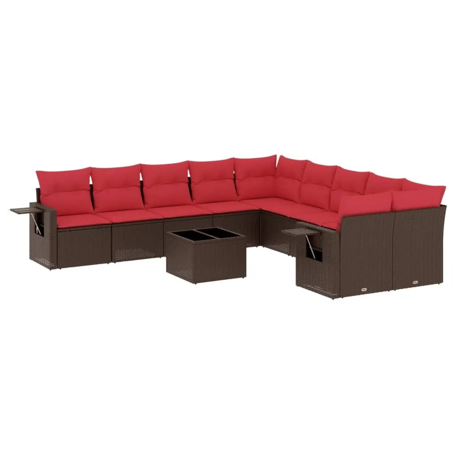 vidaXL 11-Tlg Gartensofa-Set mit Kissen Braun Polyrattan 3220723 günstig online kaufen