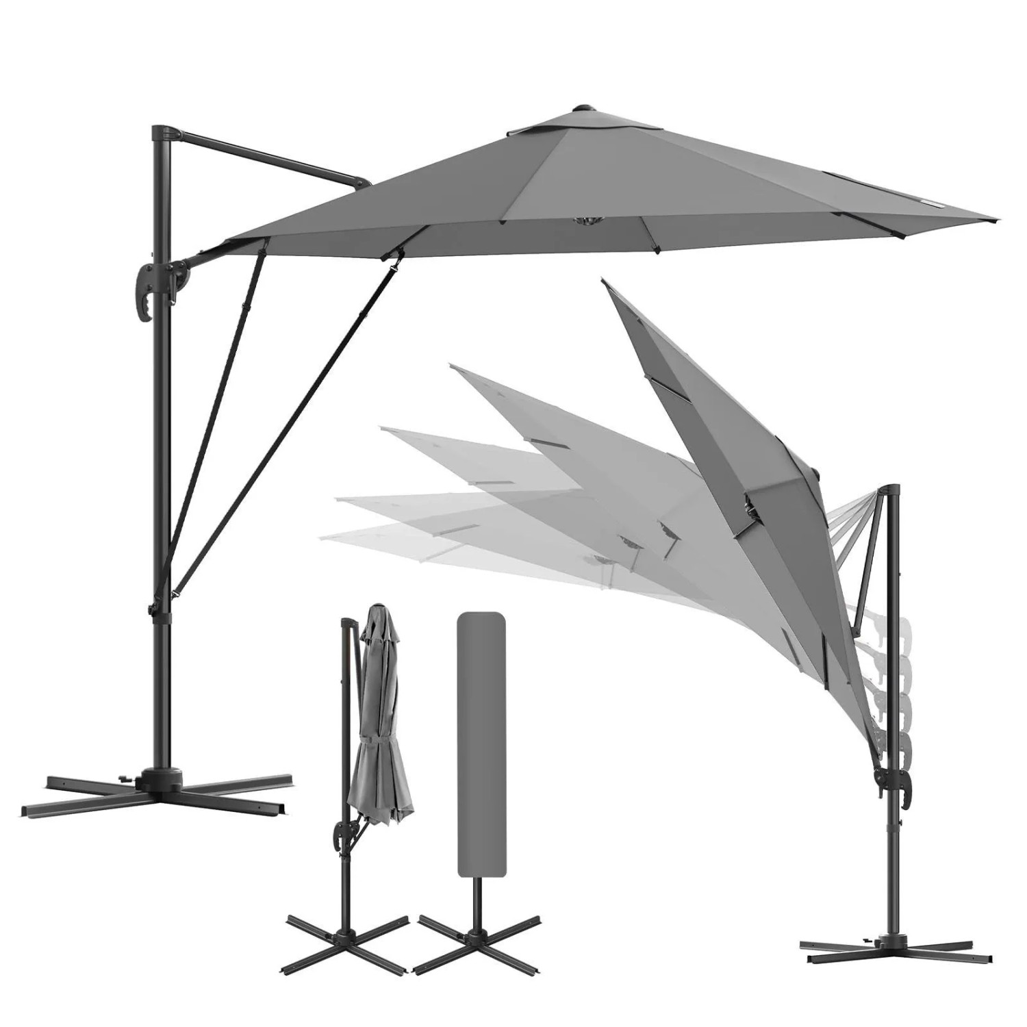 WOLTU Sonnenschirm Sonnenschutz UPF 50+ 360° Drehbar