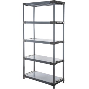 Graues PROREGAL Kunststoffregal Grey Bear Tall mit 5 Böden, Fachlast 120kg, 180x80x46cm.