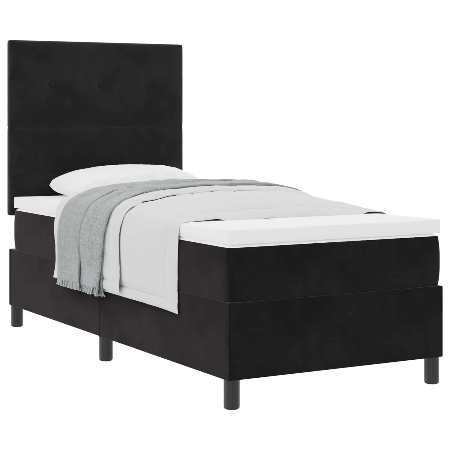 vidaXL Boxspringbett mit Matratze Schwarz 100 x 200 cm Stoff 3339814