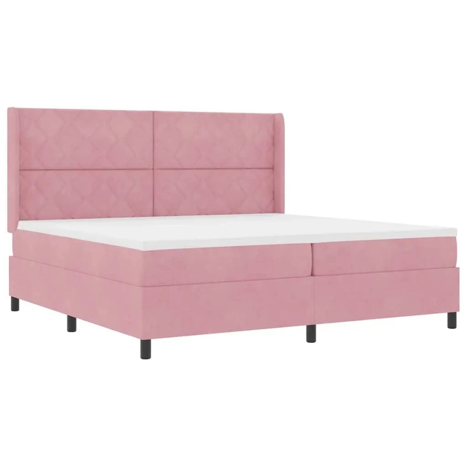 vidaXL LED Boxspringbett mit Matratze Rosa 200 x 200 cm Samt 3343945