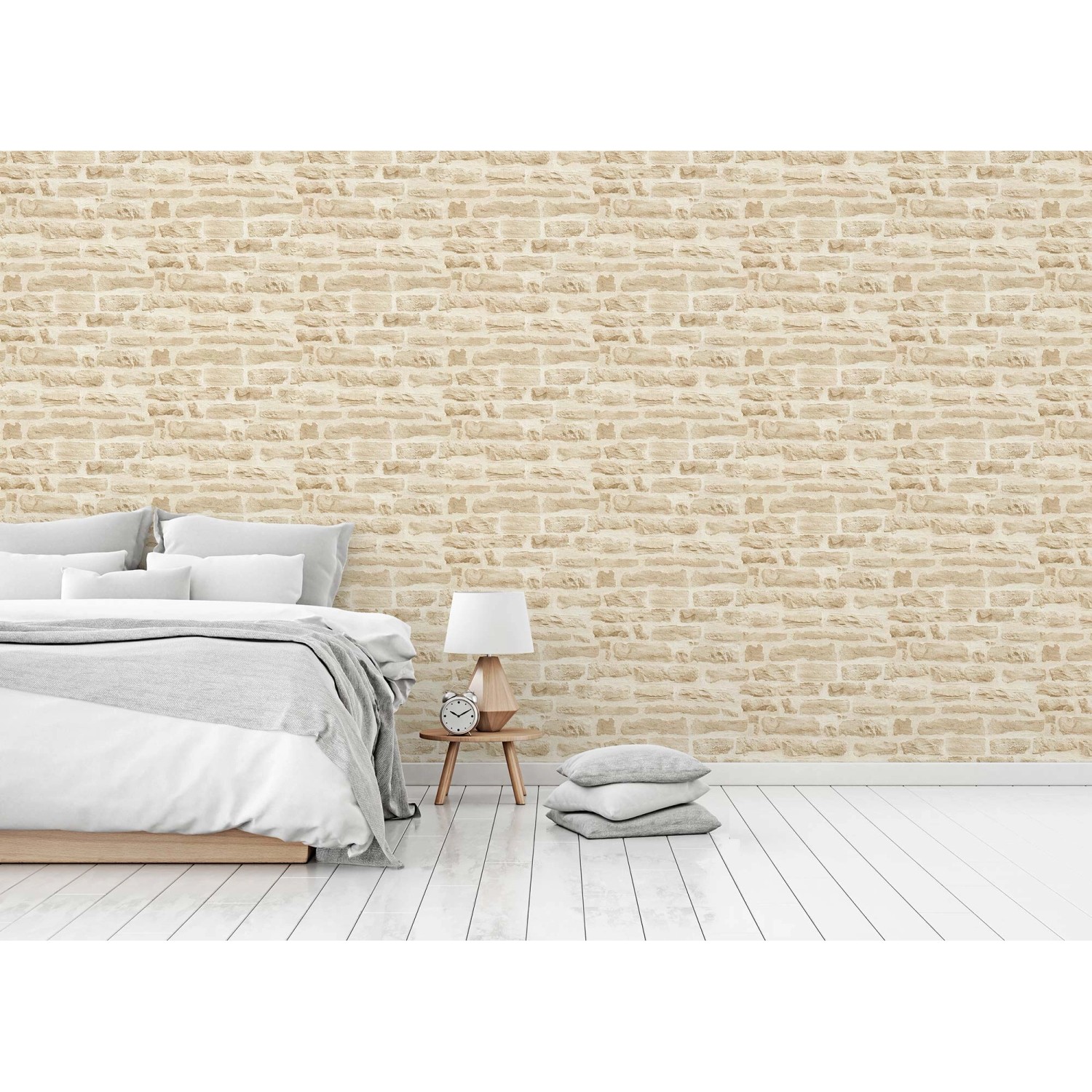 Tadessi Vliestapete Stein Dino in Beige/Creme, Steinoptik für eine moderne Wandgestaltung.