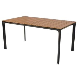 Rechteckiger Merxx Gartentisch 156x90 cm mit Tischplatte in Holzoptik und graphitfarbenem Gestell.