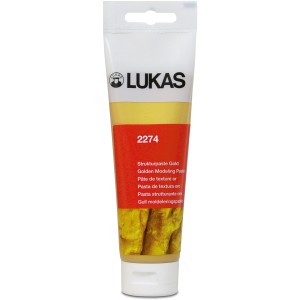 Tube Lukas Strukturpaste Gold, 125 ml, für metallische Effekte beim Modellieren.
