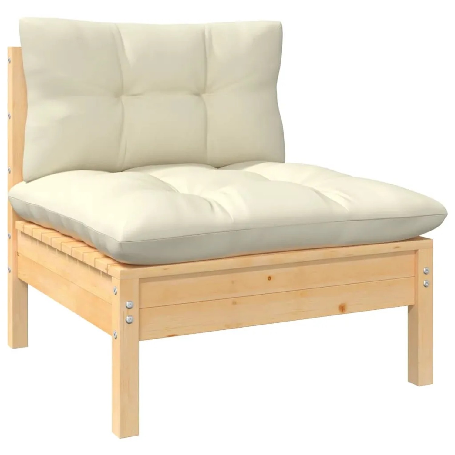 vidaXL Garten-Lounge-Eckelement aus Kiefernholz mit cremefarbenen Kissen.