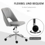 Grauer Vinsetto Schreibtischstuhl aus Samt mit Rollen, verstellbarer Höhe und 360° Drehfunktion für Büro & Home-Office.